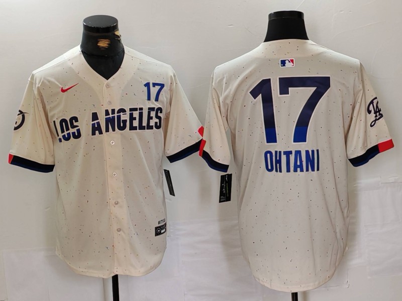 Men's Los Angeles Dodgers Shohei Ohtani #17 Cream 2024 City Connect Jersey